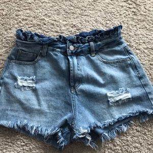 Paper bag high waisted shorts